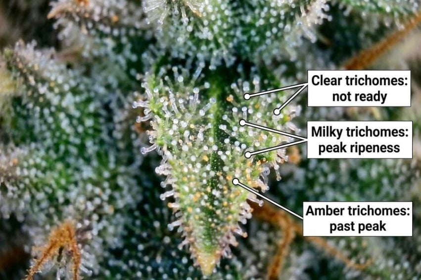 Milky trichomes with the first amber appearance