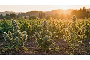 Healthy outdoor autoflower cannabis plants