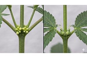A view of male and female cannabis plants