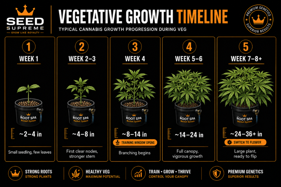 Week-by-week vegetative growth timeline